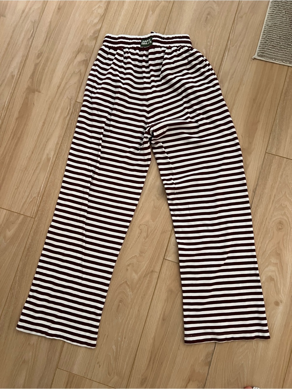 Daily Drills White & Dark Burgundy Striped Lounge Trousers